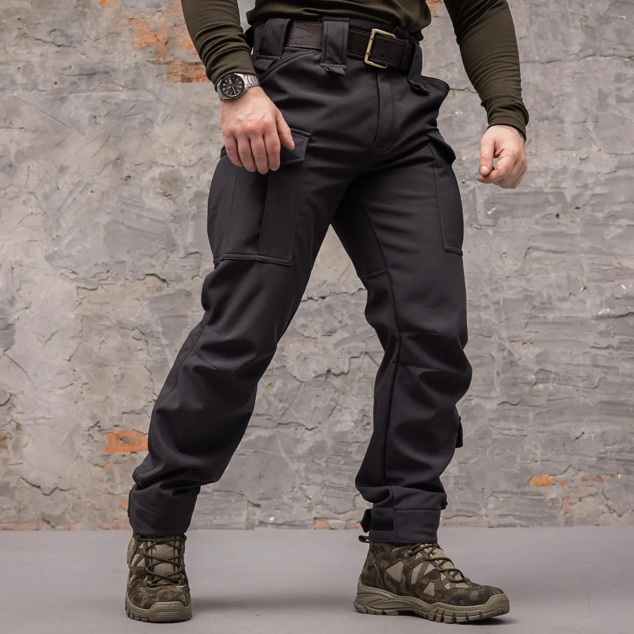 Штани тактичні 8 кишень Shark Soft shell (black) на флісі