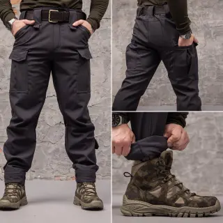 Штани тактичні 8 кишень Shark Soft shell (black) на флісі