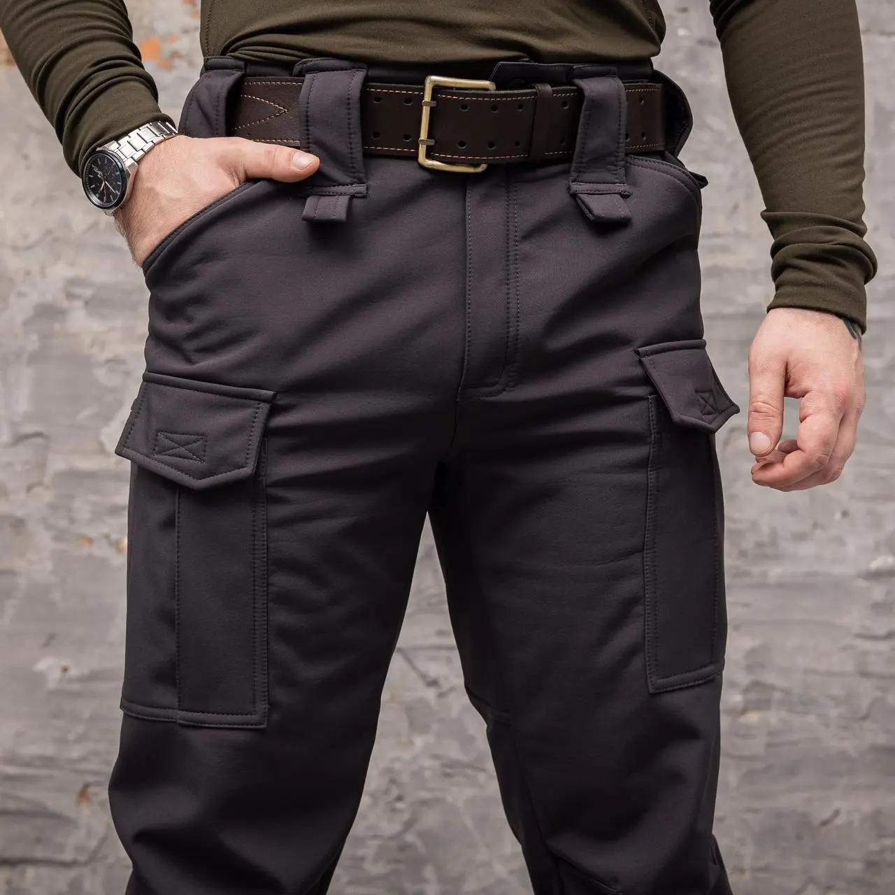Штани тактичні 8 кишень Shark Soft shell (black) на флісі