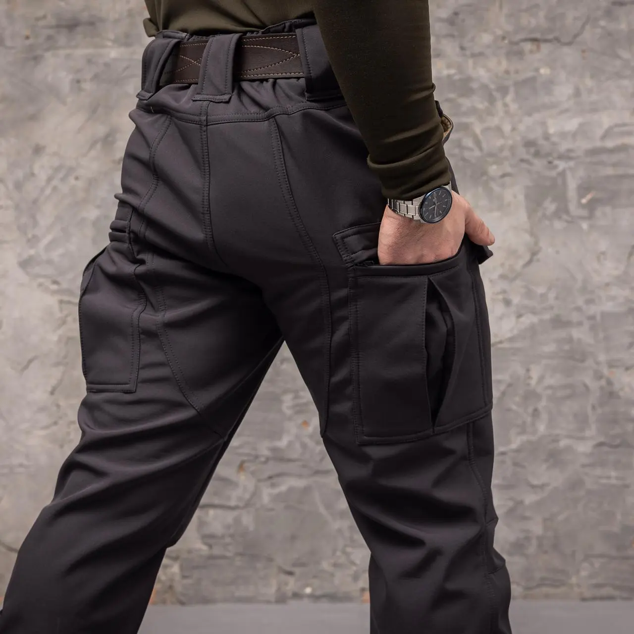Штани тактичні 8 кишень Shark Soft shell (black) на флісі