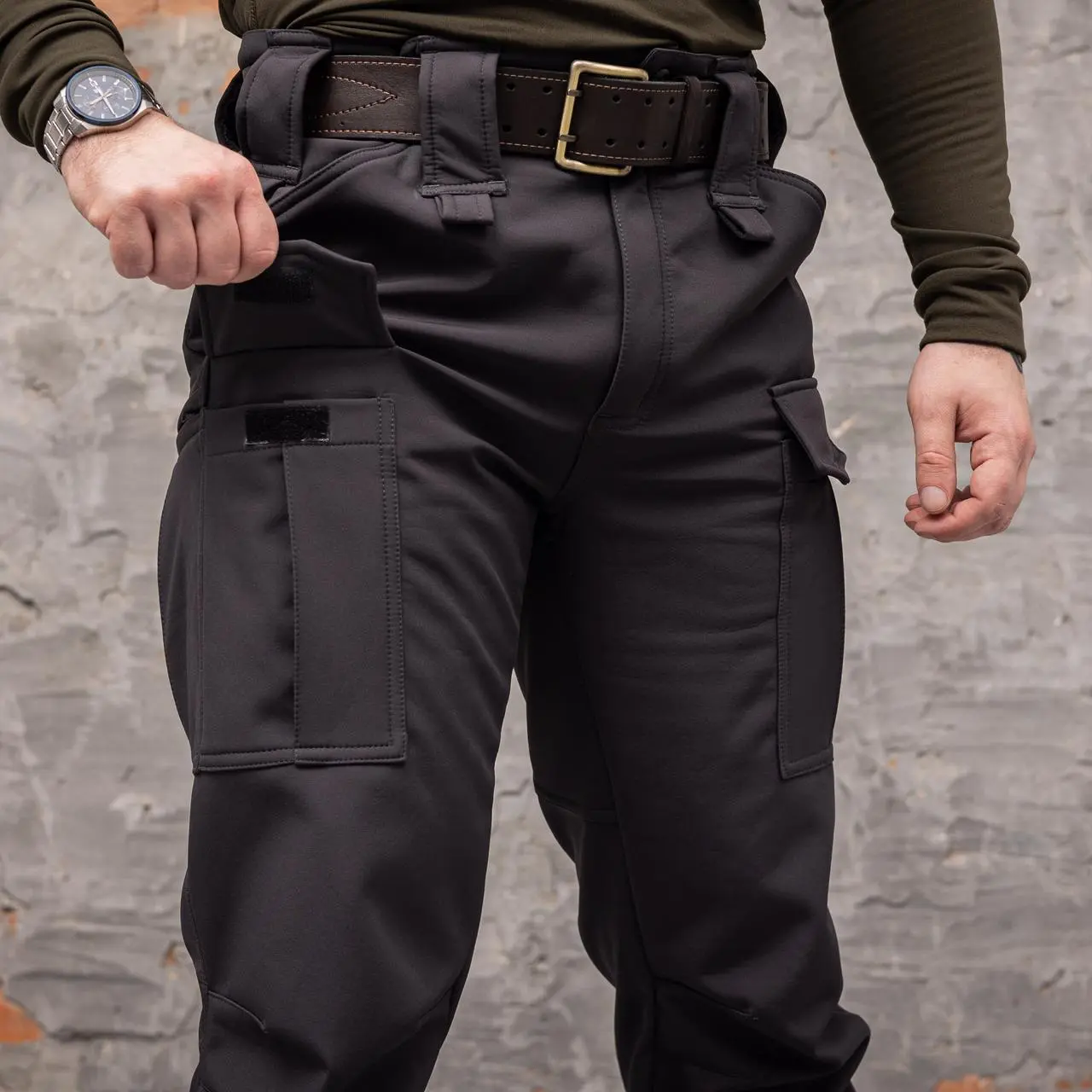 Штани тактичні 8 кишень Shark Soft shell (black) на флісі