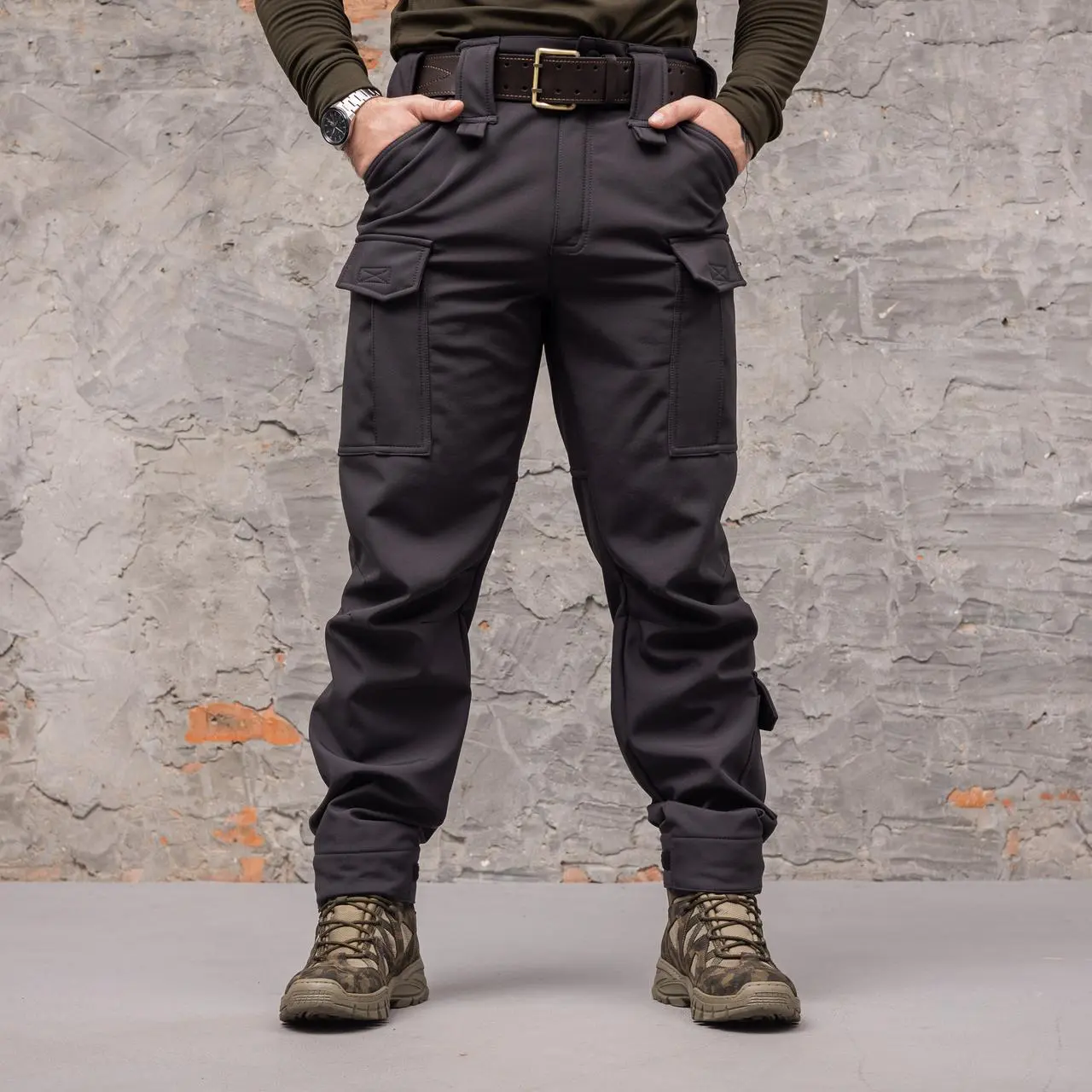 Штани тактичні 8 кишень Shark Soft shell (black) на флісі