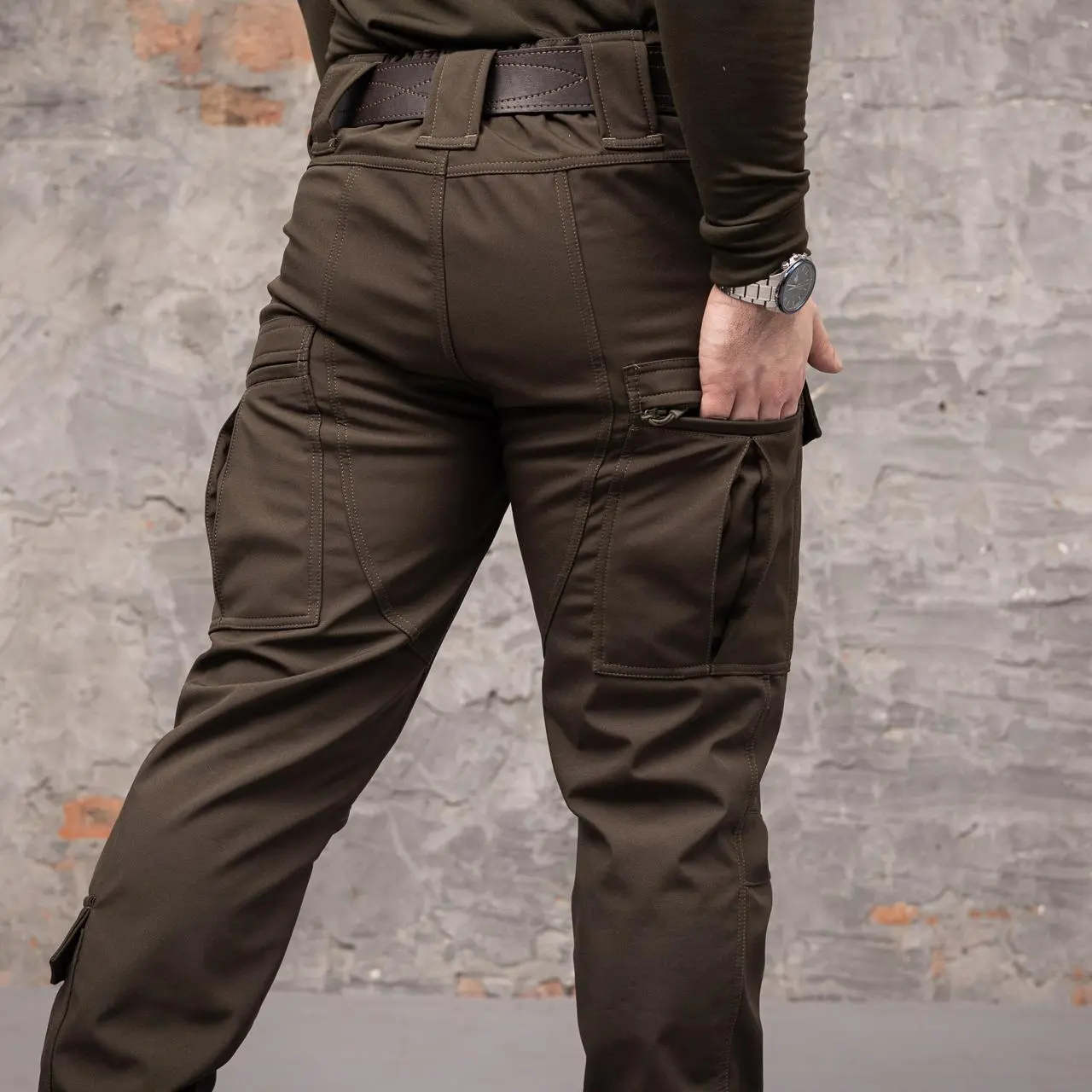 Штани тактичні 8 кишень Shark Soft shell (хакі) на флісі