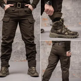 Штани тактичні 8 кишень Shark Soft shell (хакі) на флісі