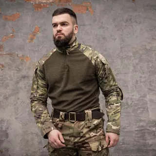 Флісова (вафелька) бойова сорочка Grifon Ubacs(Убакс) мультикам ріп-стоп