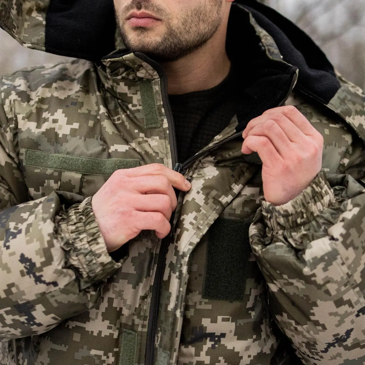 Бушлат тактичний Grifon на флісі Піксель плащівка