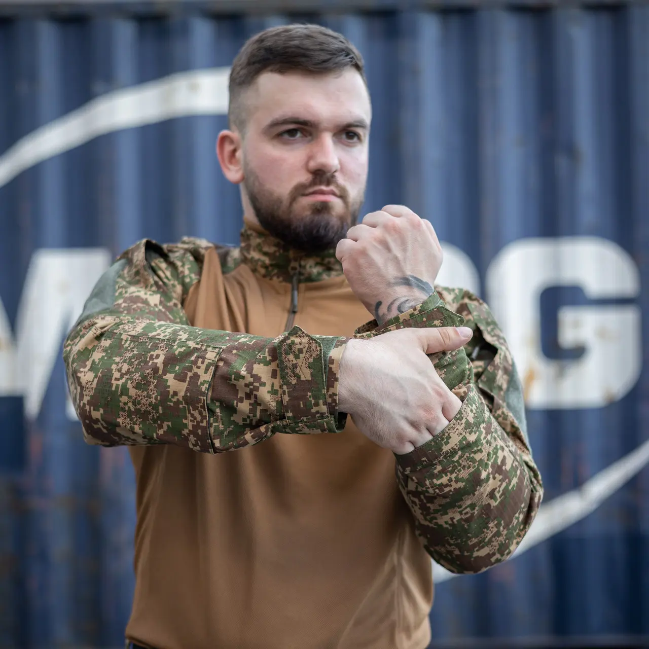 Тактична сорочка Ubacs (CoolMax) з кишенями під налокітники хижак (койот)