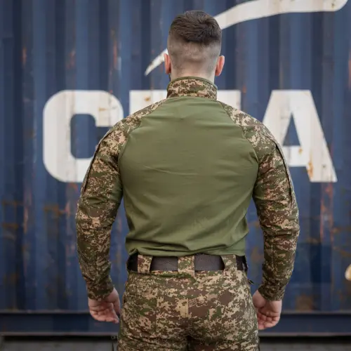 Тактична сорочка Ubacs (Кулір) з кишенями під налокітники хижак (олива)
