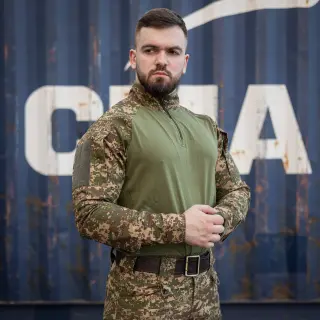 Тактична сорочка Ubacs (Кулір) з кишенями під налокітники хижак (олива)