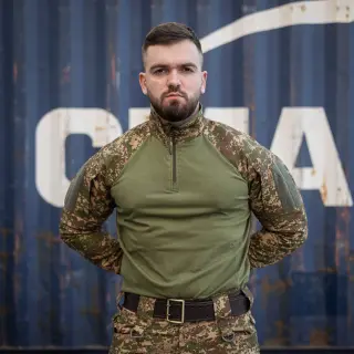 Тактична сорочка Ubacs (Кулір) з кишенями під налокітники хижак (олива)