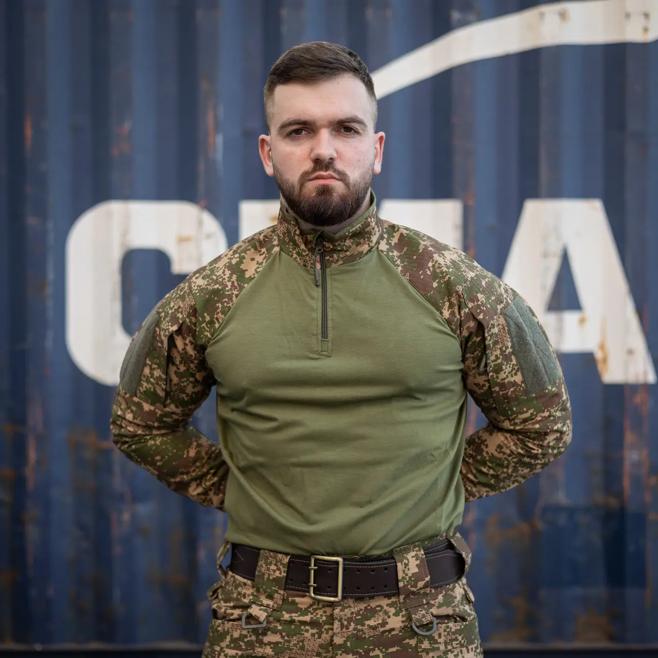 Тактична сорочка Ubacs (Кулір) з кишенями під налокітники хижак (олива)