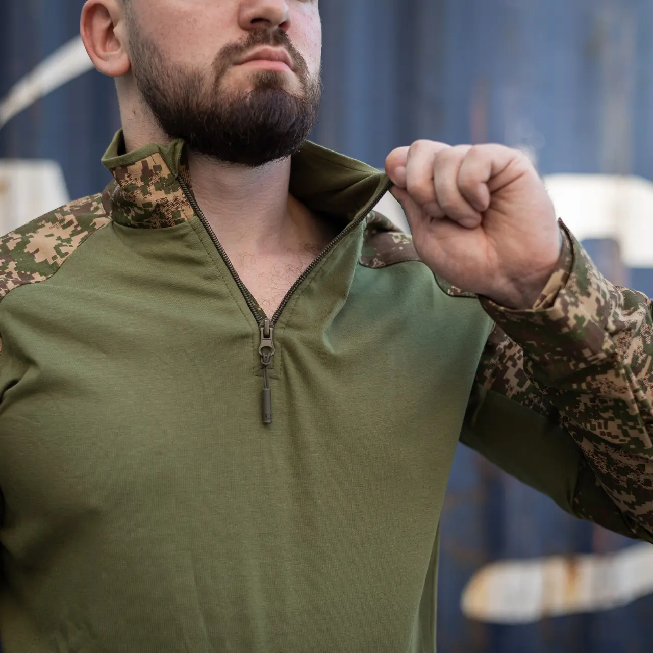 Тактична сорочка Ubacs (Кулір) з кишенями під налокітники хижак (олива)