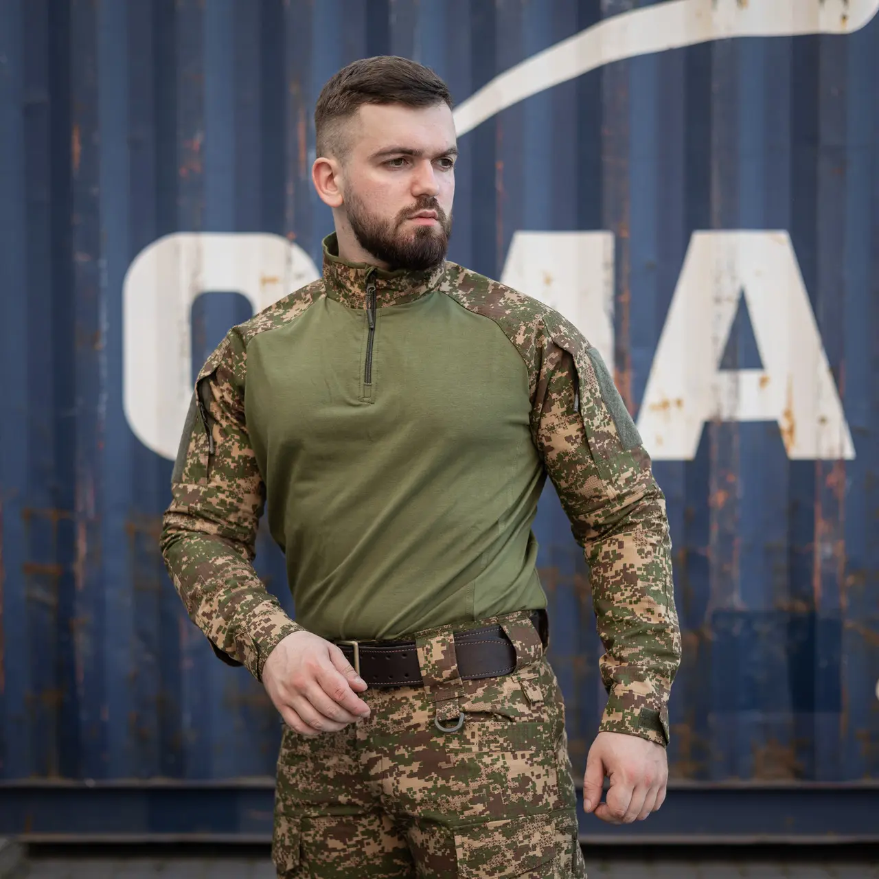 Тактична сорочка Ubacs (Кулір) з кишенями під налокітники хижак (олива)