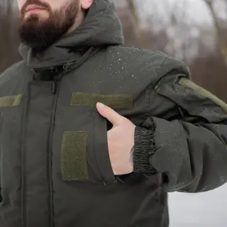 Зимовий бушлат хакі (Омні-Хіт + синтепон) з подвійним замком (Omni-Heat)