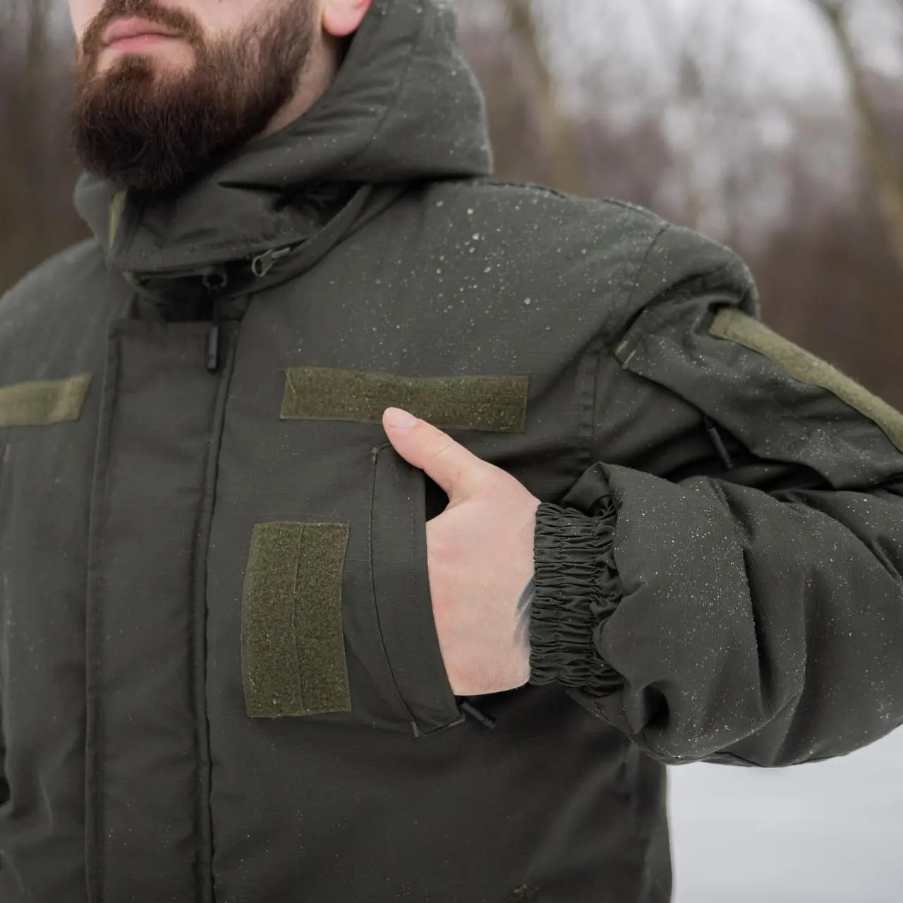 Зимовий бушлат хакі (Омні-Хіт + синтепон) з подвійним замком (Omni-Heat)
