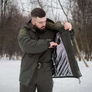 Зимовий бушлат хакі (Омні-Хіт + синтепон) з подвійним замком (Omni-Heat)