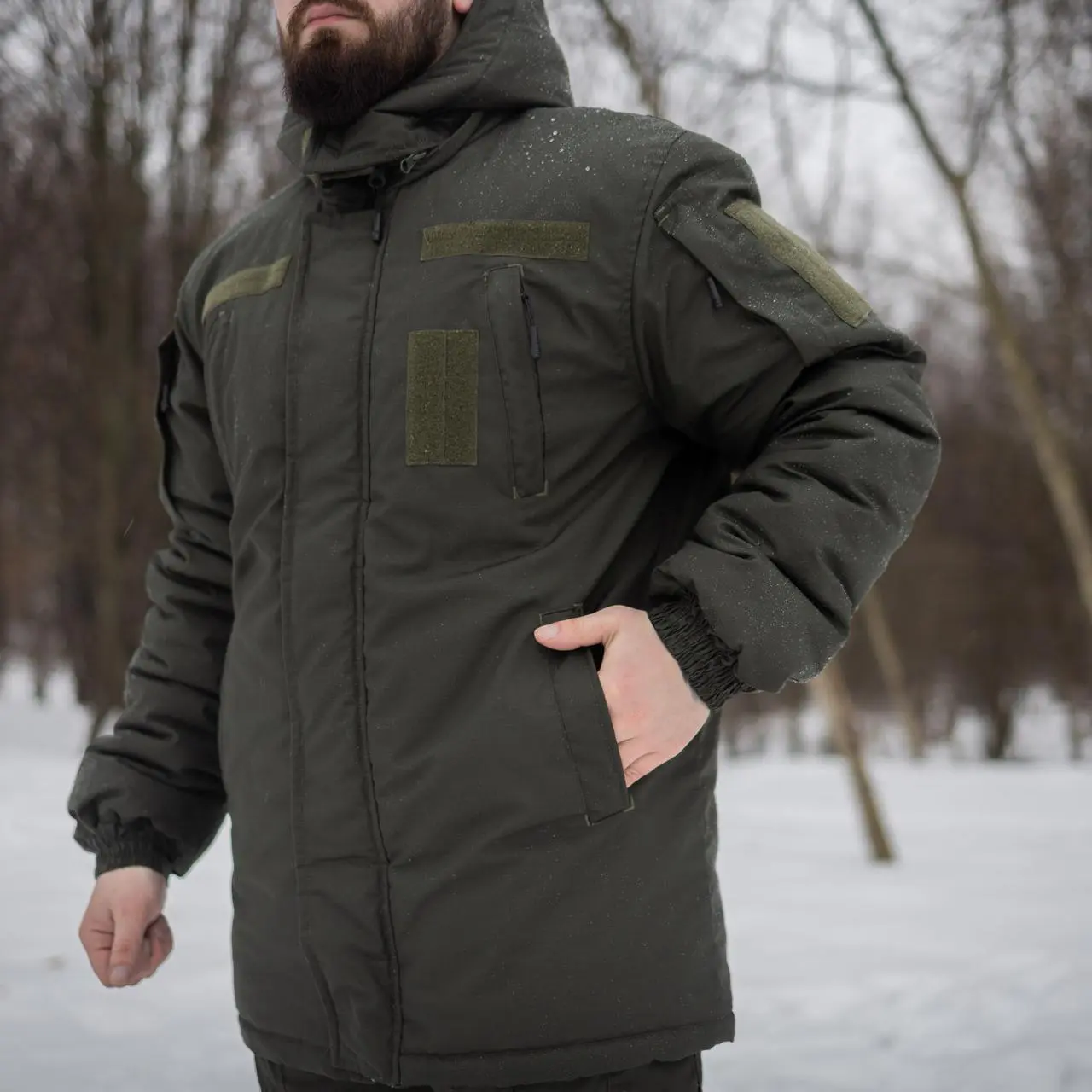 Зимовий бушлат хакі (Омні-Хіт + синтепон) з подвійним замком (Omni-Heat)