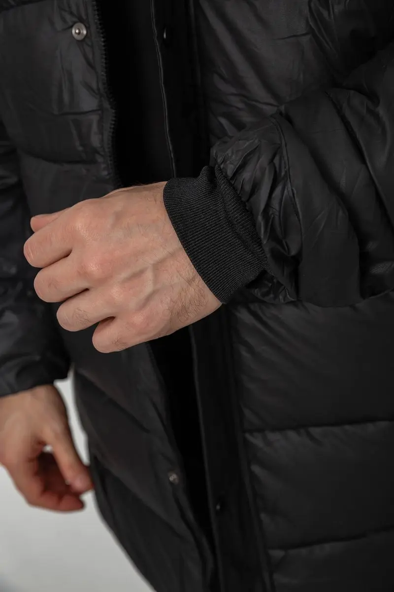 Куртка чоловіча зимова подовжена, колір чорний, 244RH76-15