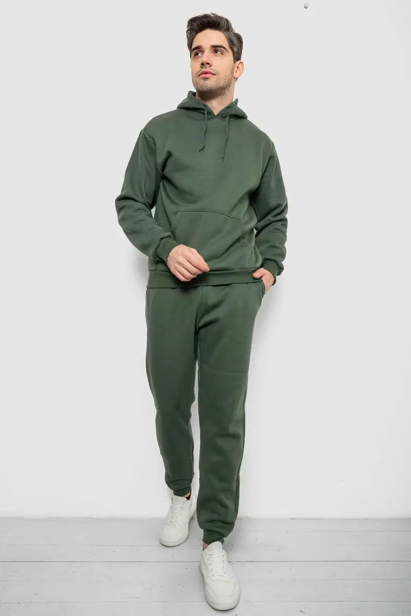 Спортивний костюм чоловічий на флісі, колір хакі, 244R9162