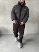 Пуховик замш сірий - Photo 2
