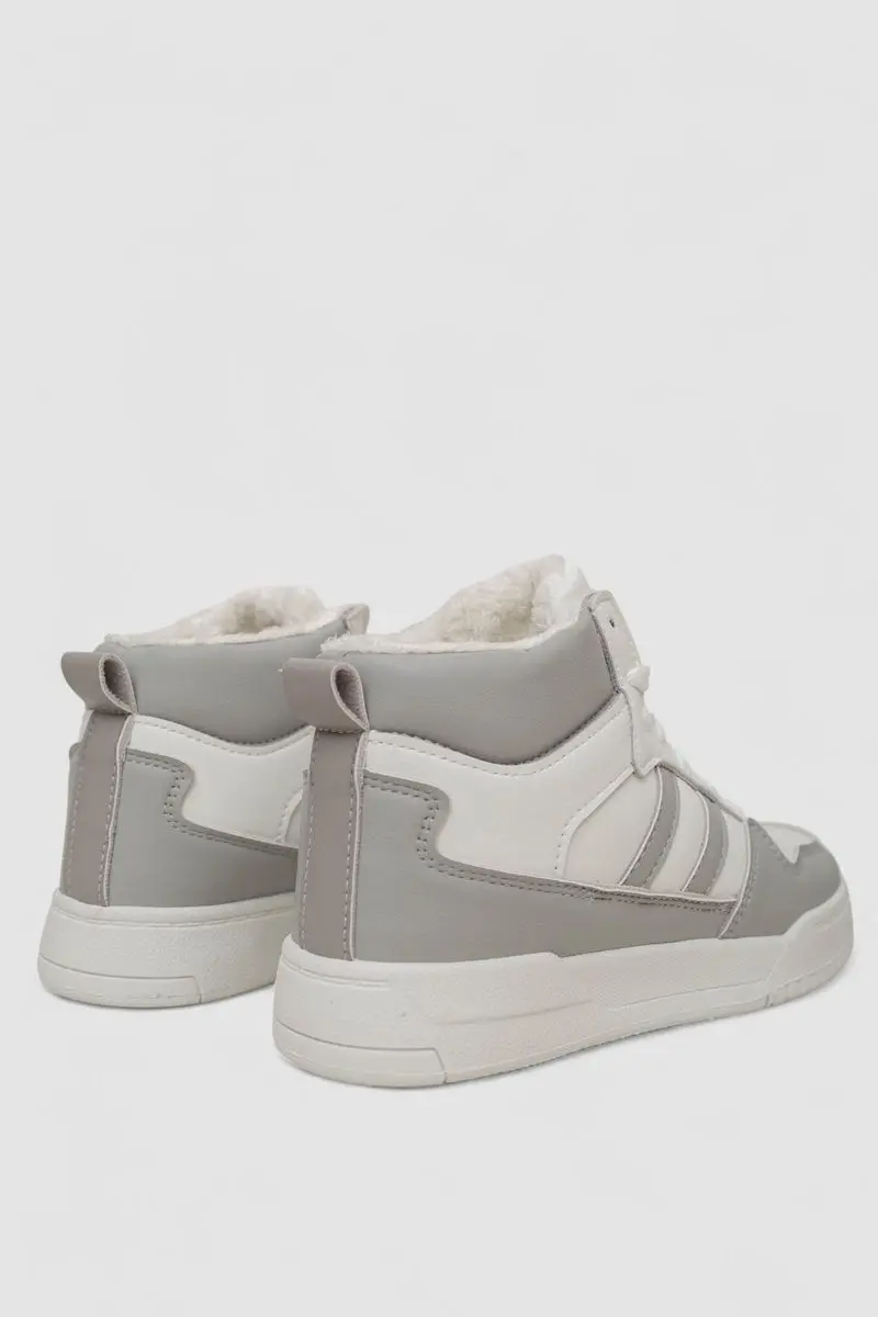Кросівки жіночі зимові на хутрі, колір біло-сірий, 248RAD400