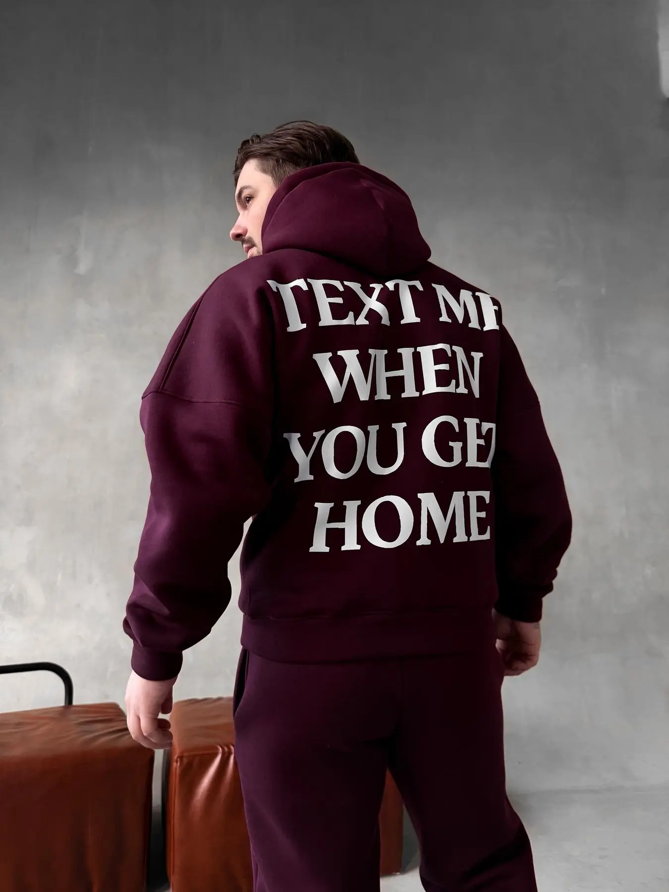 Худи штаны бордо text me