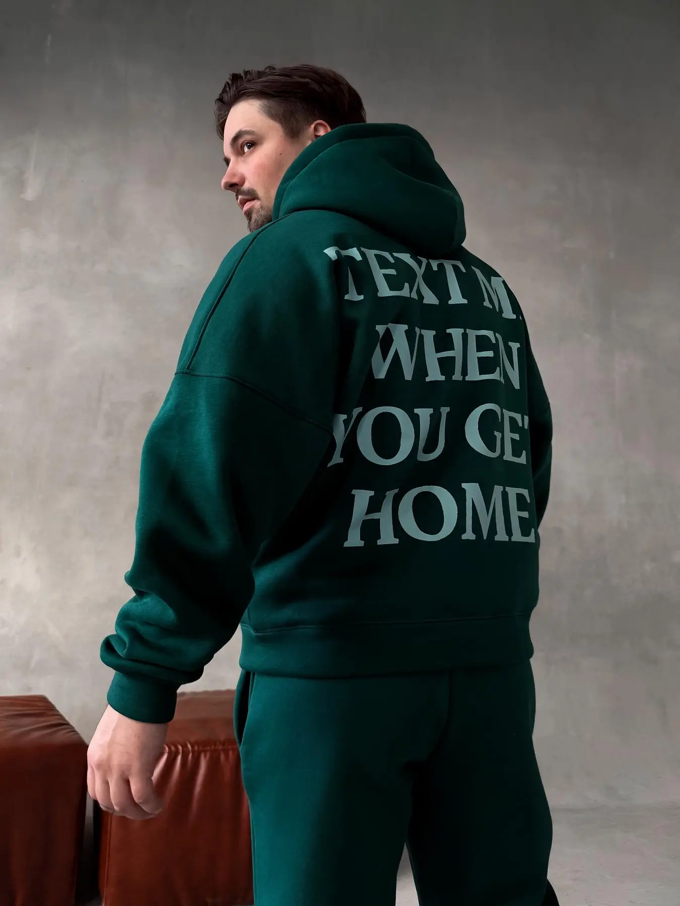 Худи штаны зеленый text me