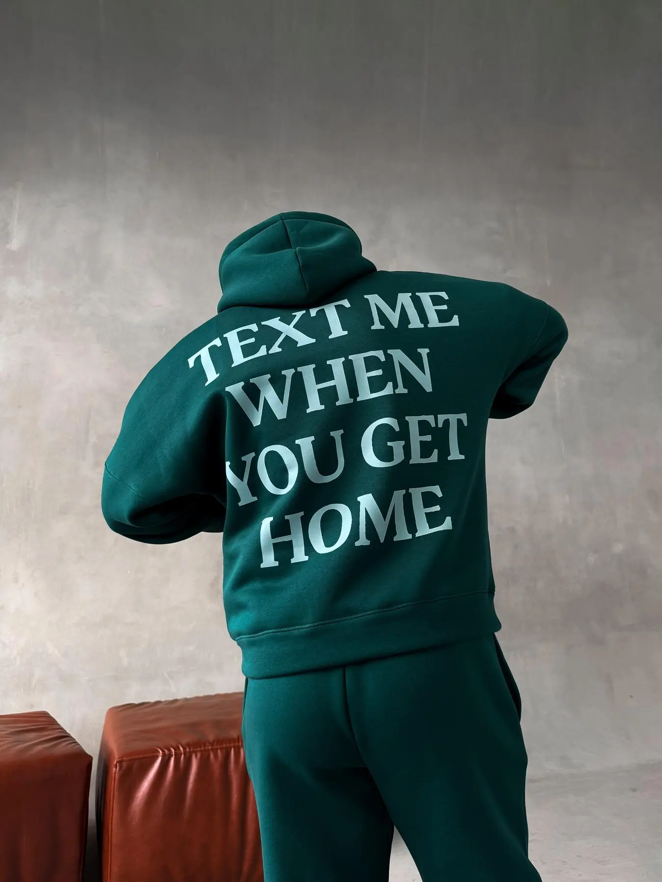 Худи штаны зеленый text me