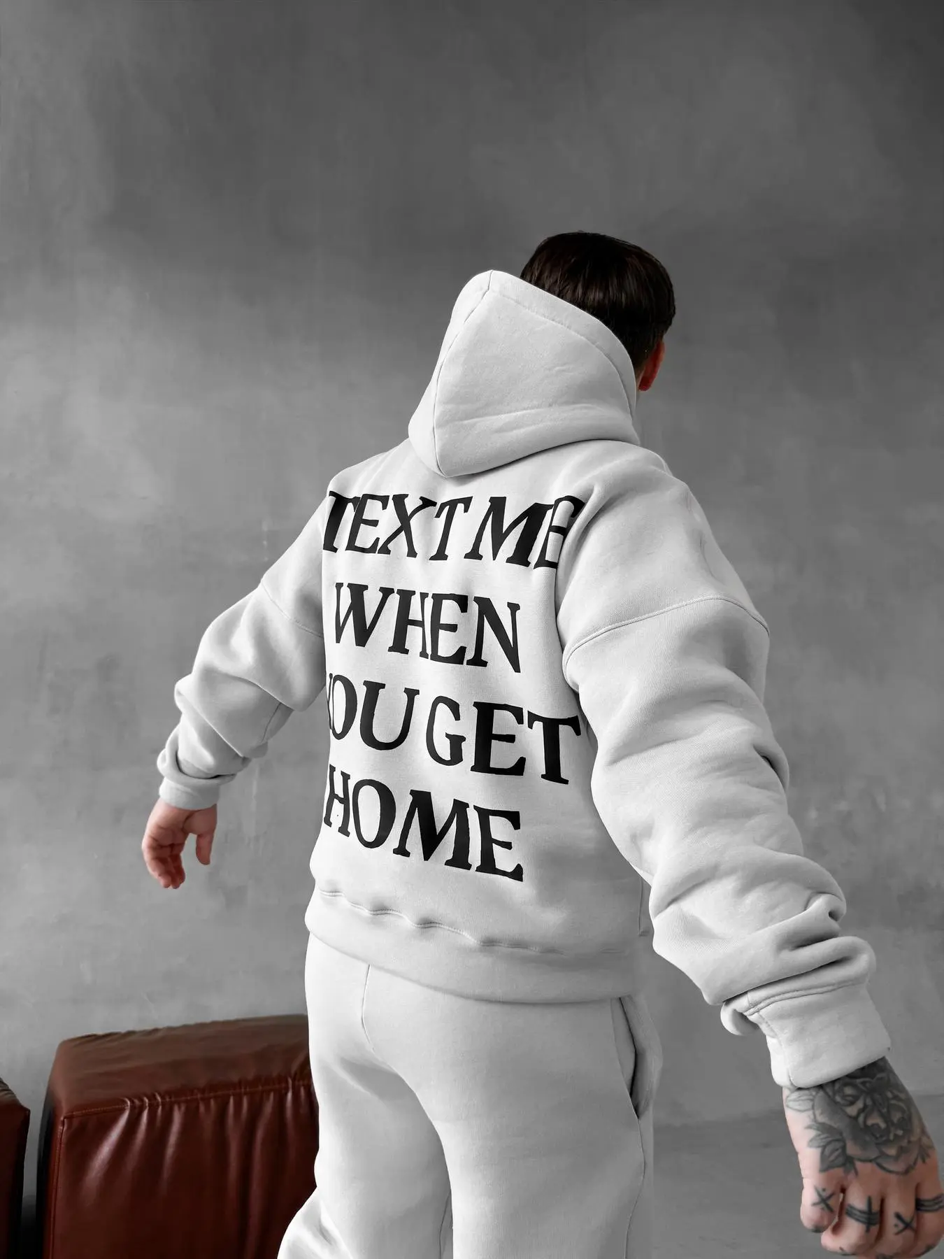 Худи штаны серый text me