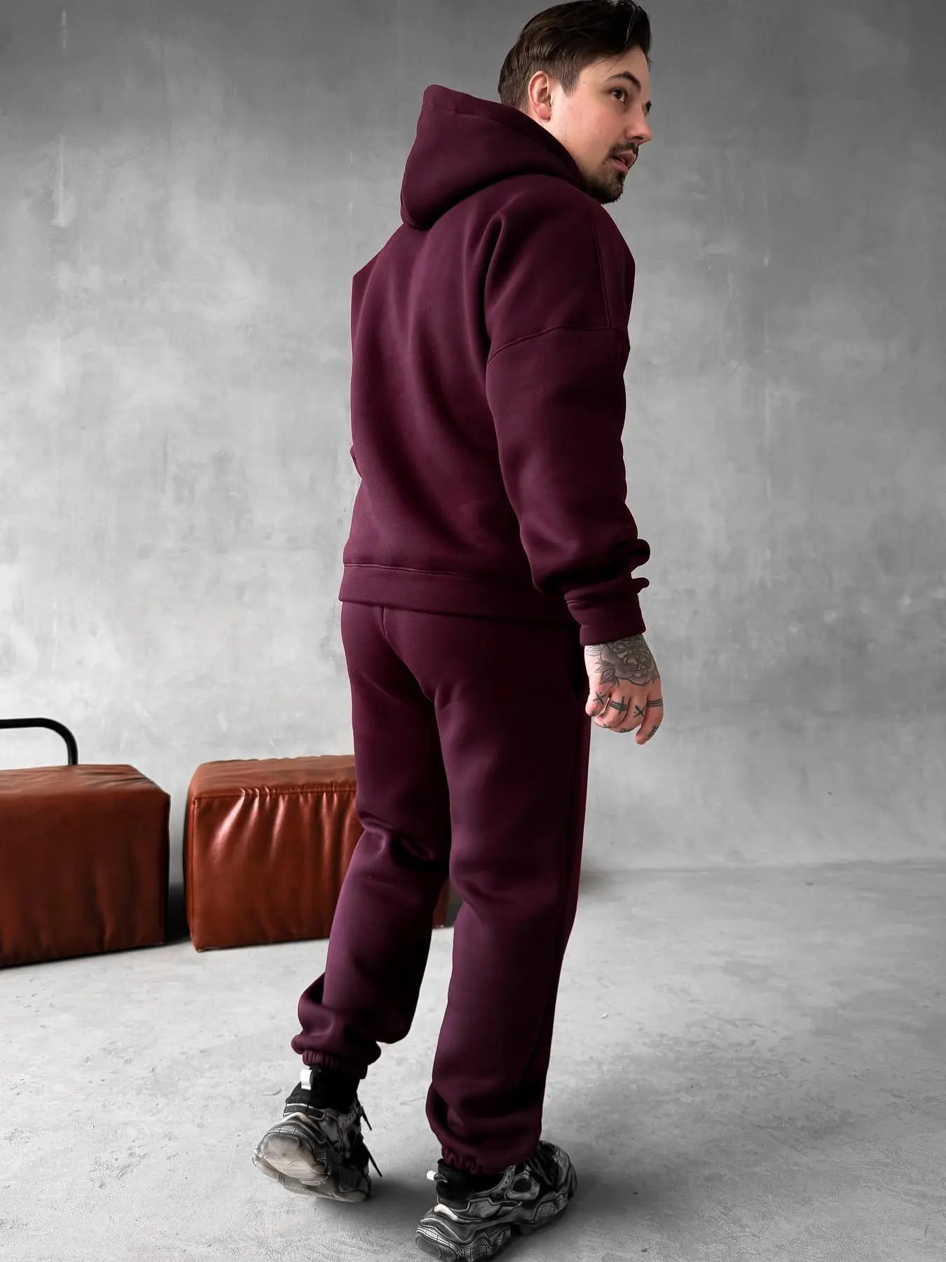 Burgundy Hoodie Suit