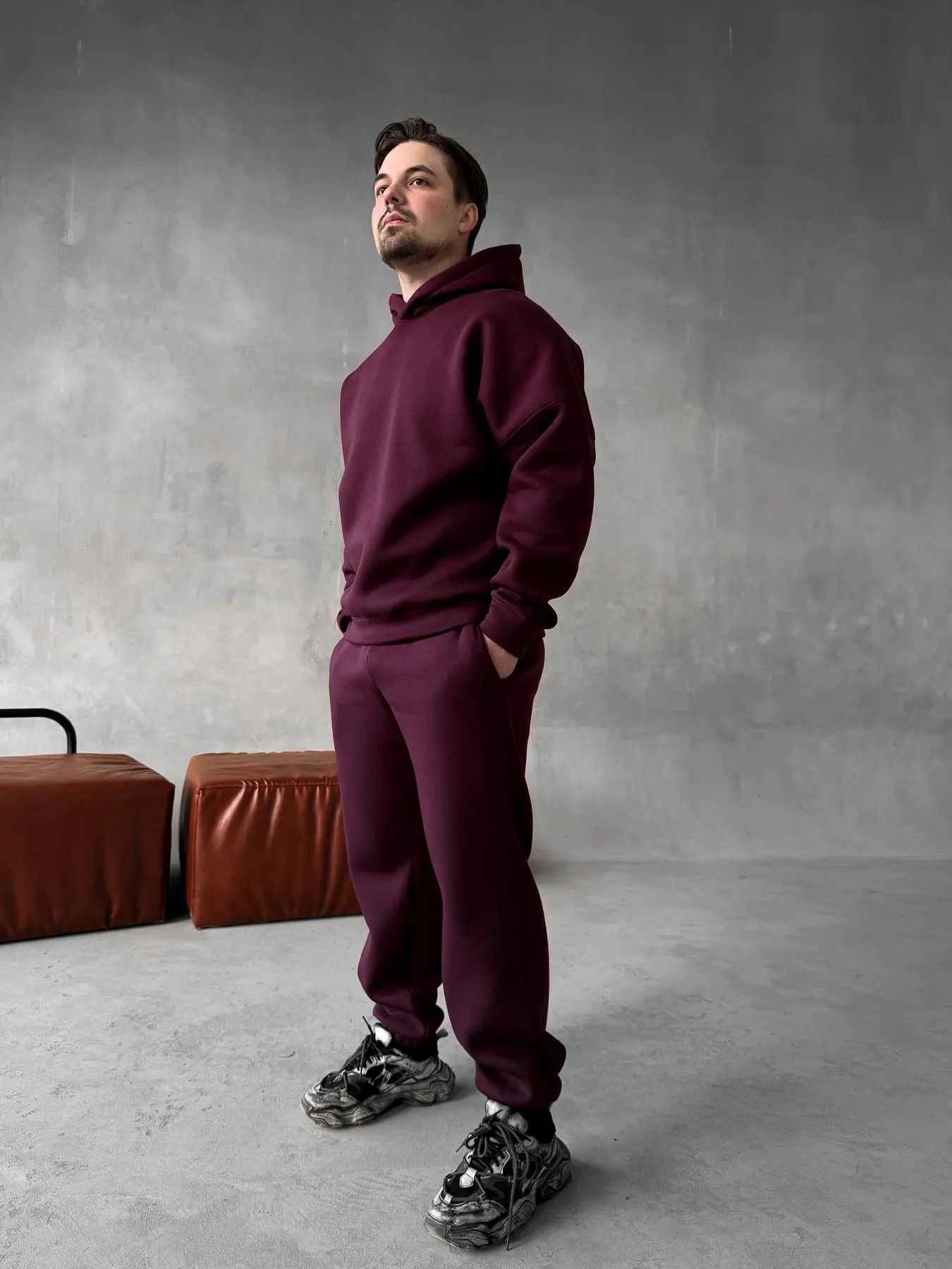 Burgundy Hoodie Suit