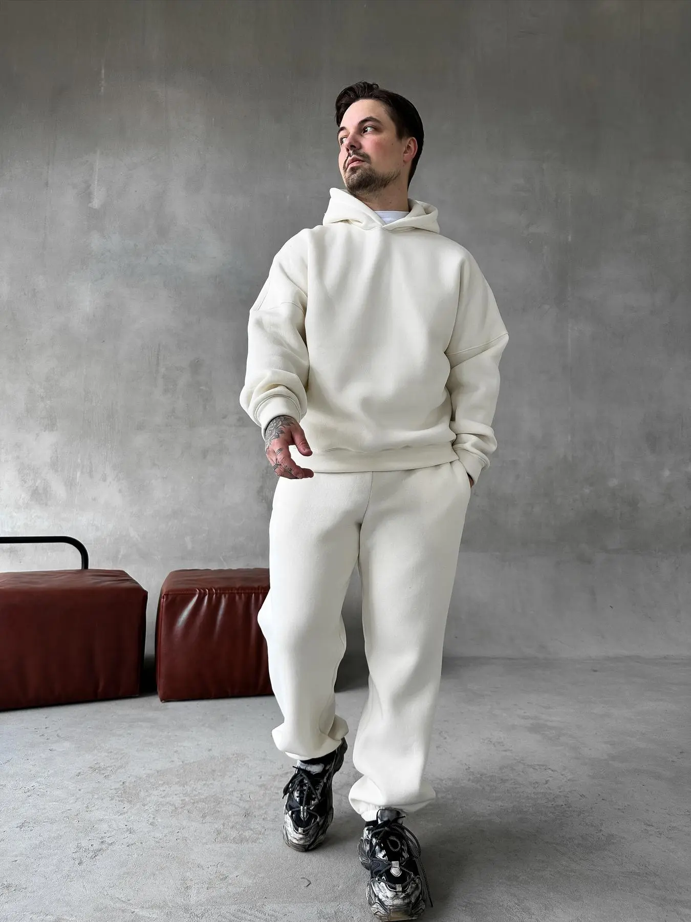Milk Hoodie Suit