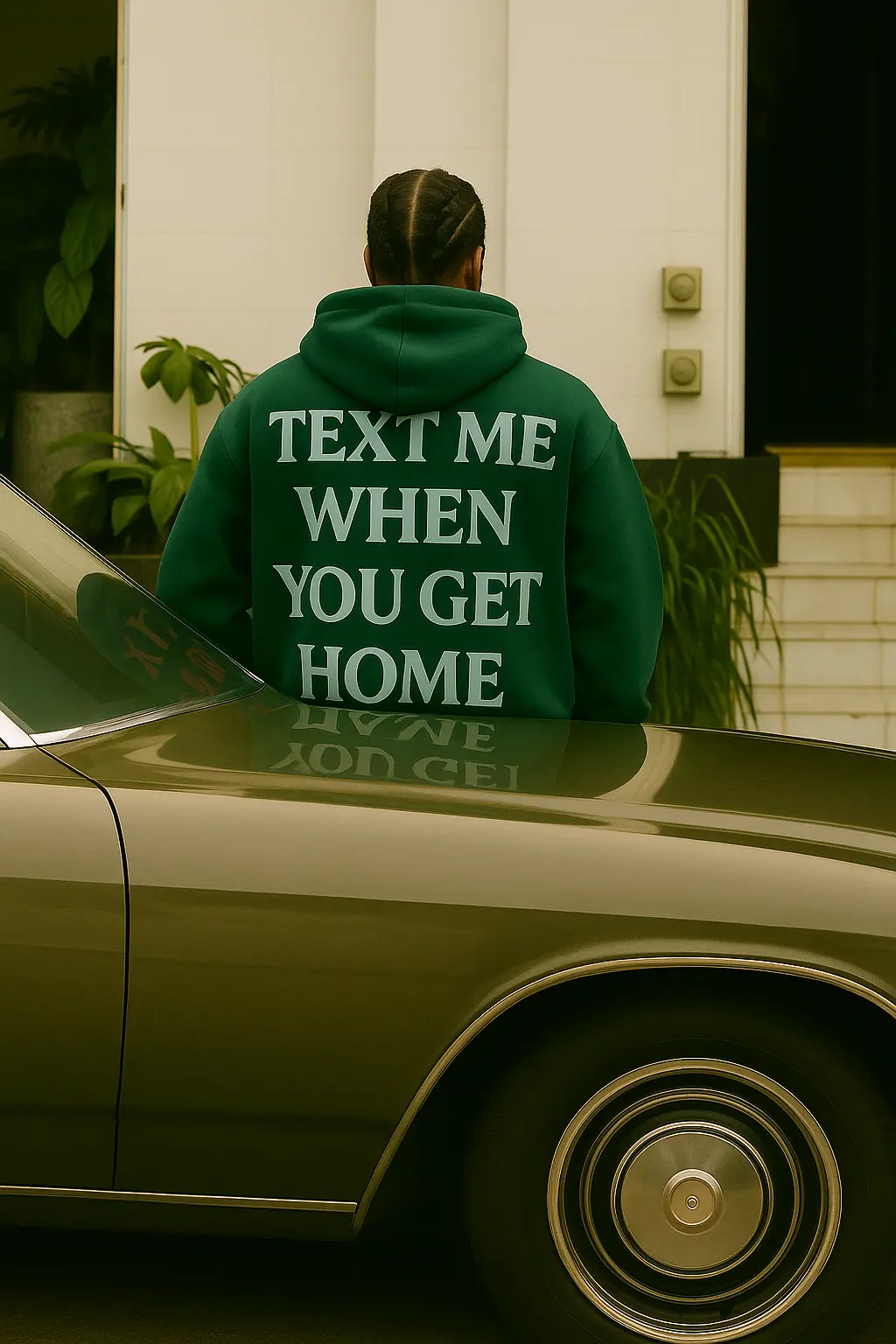 Худи зеленый принт text me