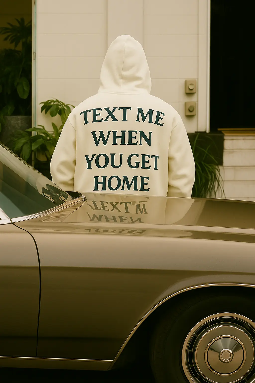 Худи молочный принт text me