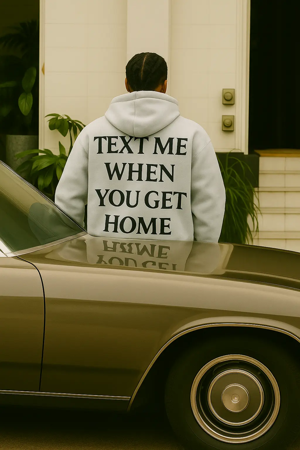 Худи серый принт text me