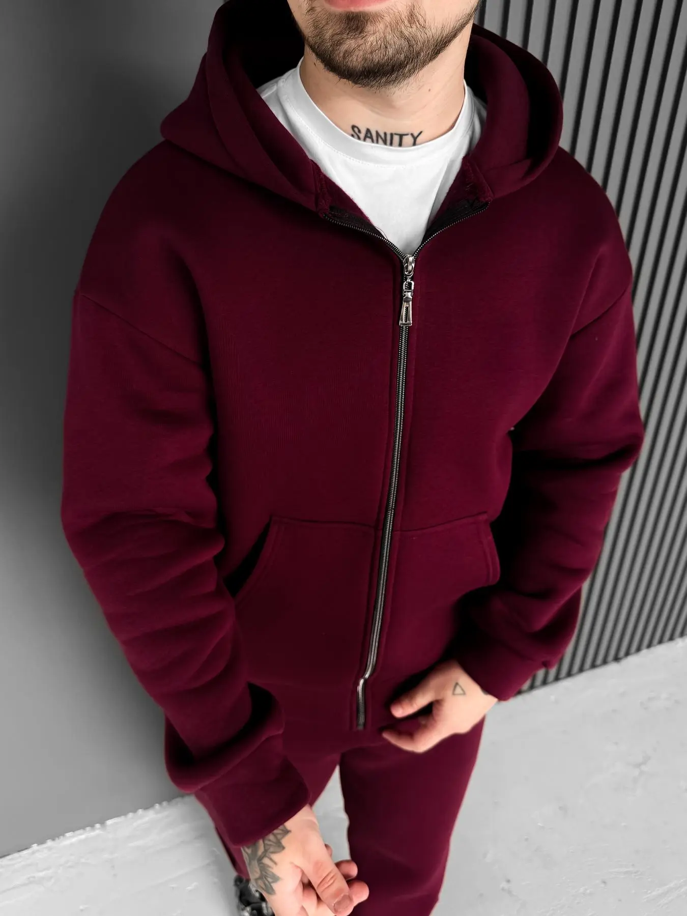 Maroon Zip-Up Hoodie Base