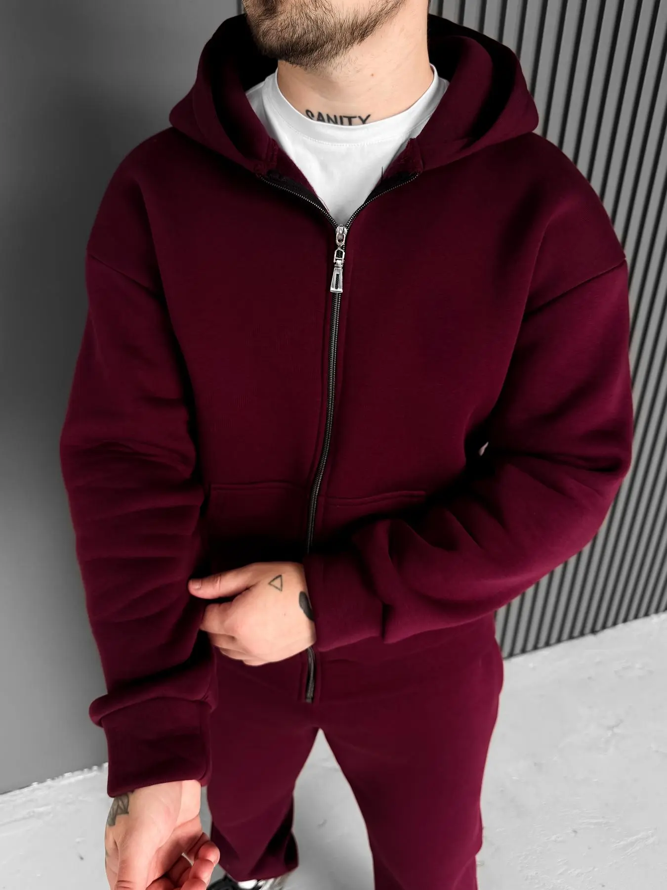 Maroon Zip-Up Hoodie Base