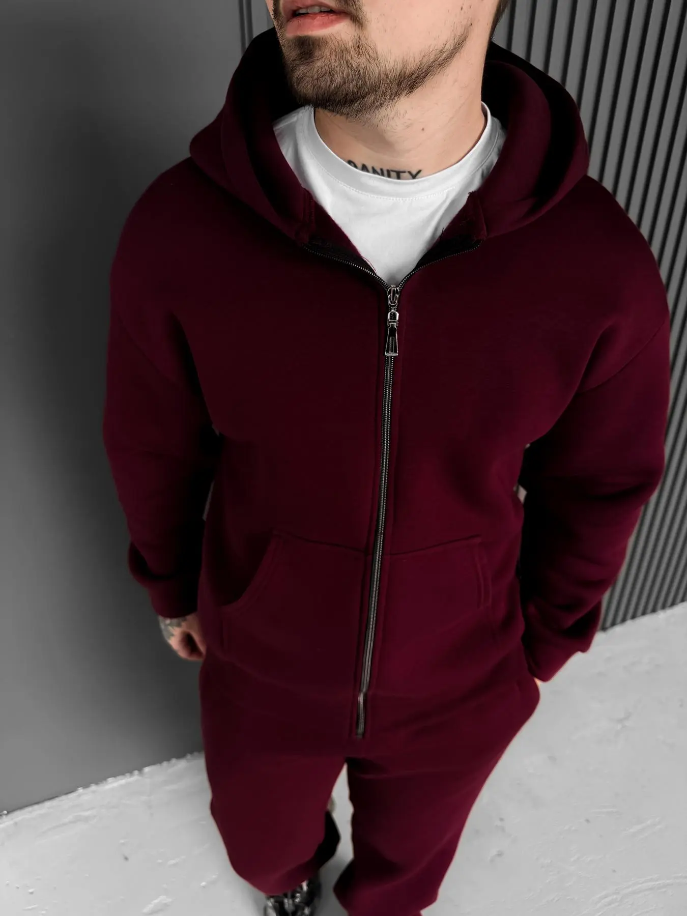 Maroon Zip-Up Hoodie Base