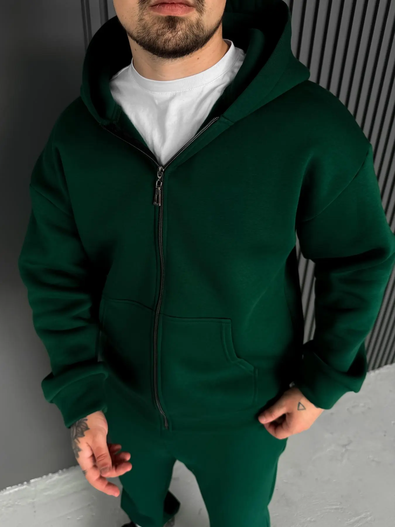 Green Base Zip Hoodie