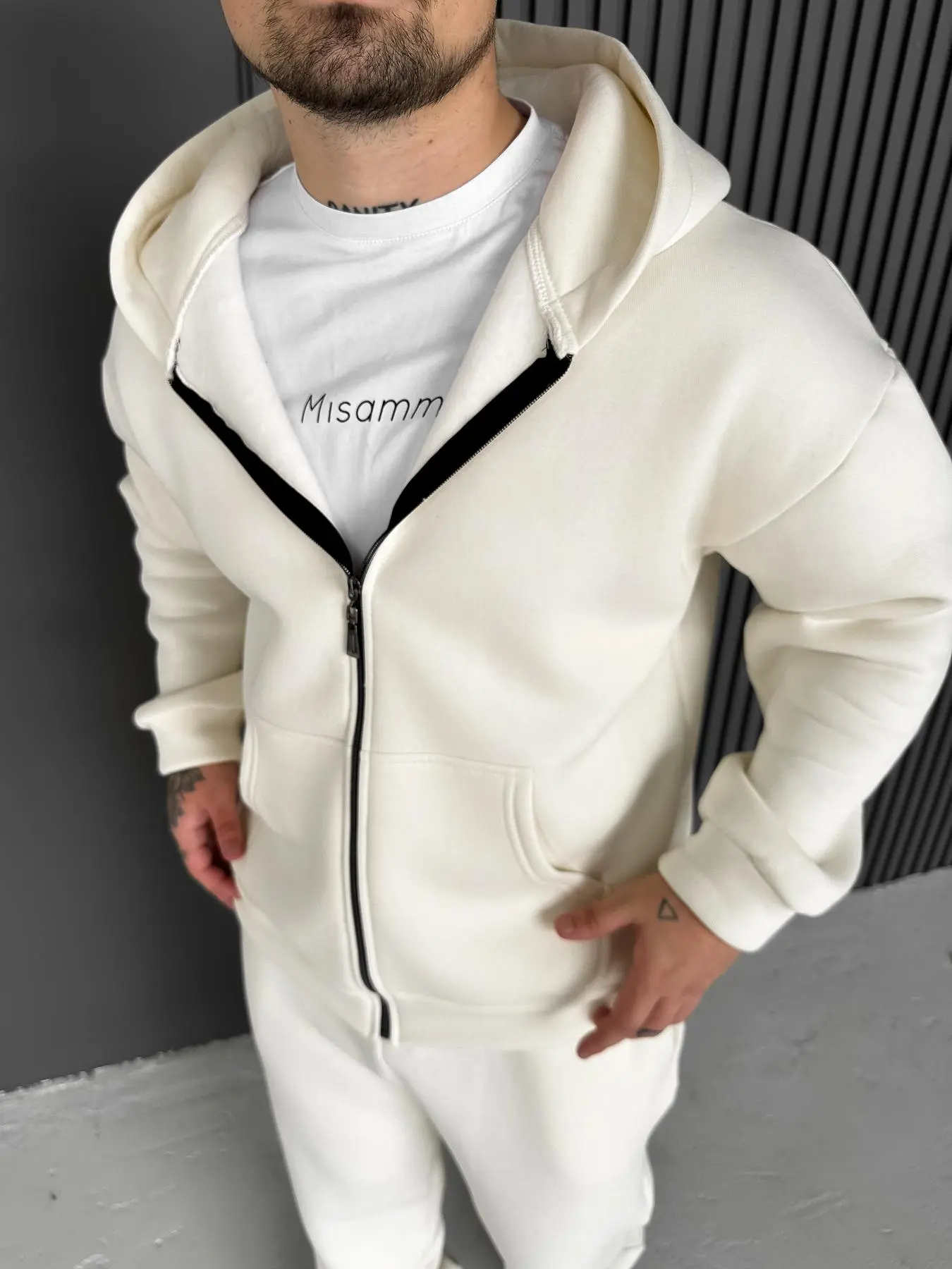 Milk Base Zip Hoodie