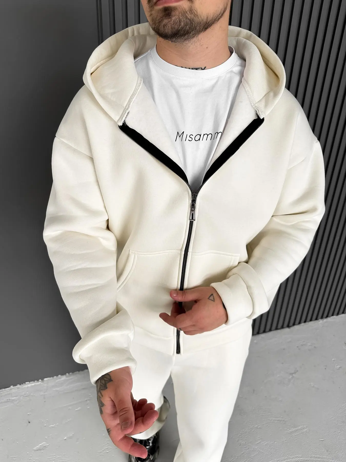Milk Base Zip Hoodie