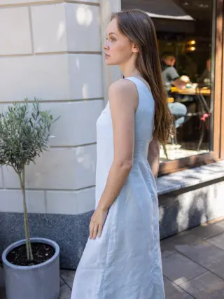 Сукня з льону Елен блакитна
