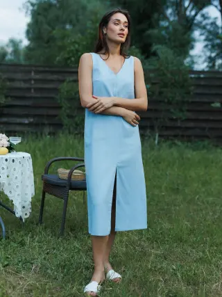 Сукня з льону Елен блакитна