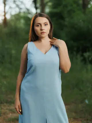 Сукня з льону Елен блакитна