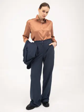 Megan Satin Shirt in Brick Color