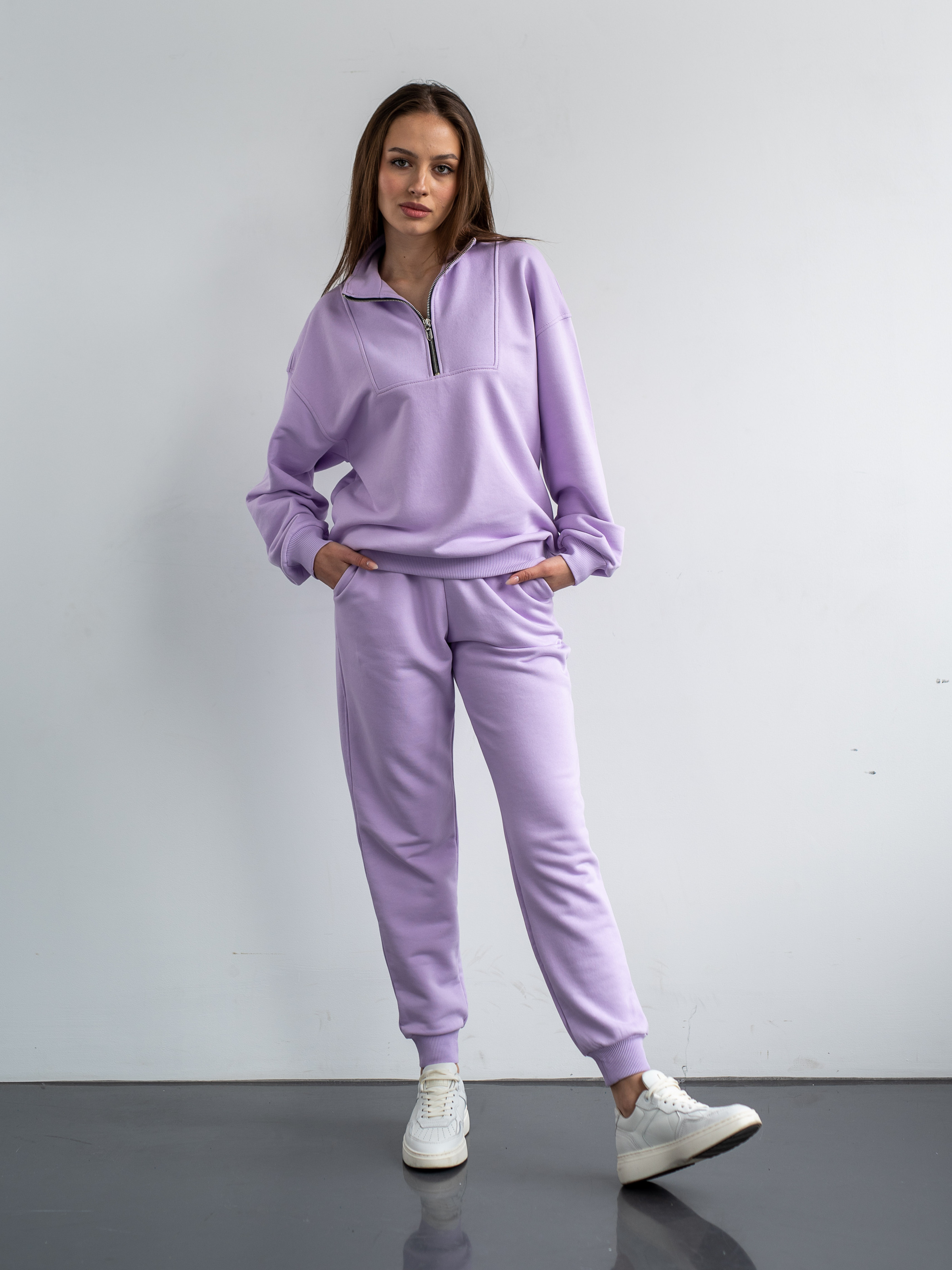Спортивный костюм из трикотажа женский ZIPPER REVER сиреневый