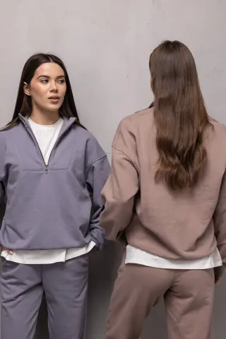 Спортивний костюм з тринитки жіночий ZIPPER REVER темно-бежевий