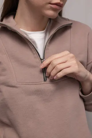 Спортивний костюм з тринитки жіночий ZIPPER REVER темно-бежевий