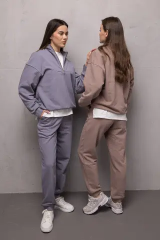 Спортивний костюм з тринитки жіночий ZIPPER REVER темно-сірий
