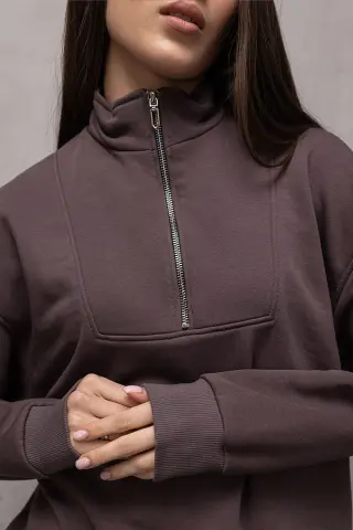 Спортивний костюм з тринитки жіночий ZIPPER REVER шоколад